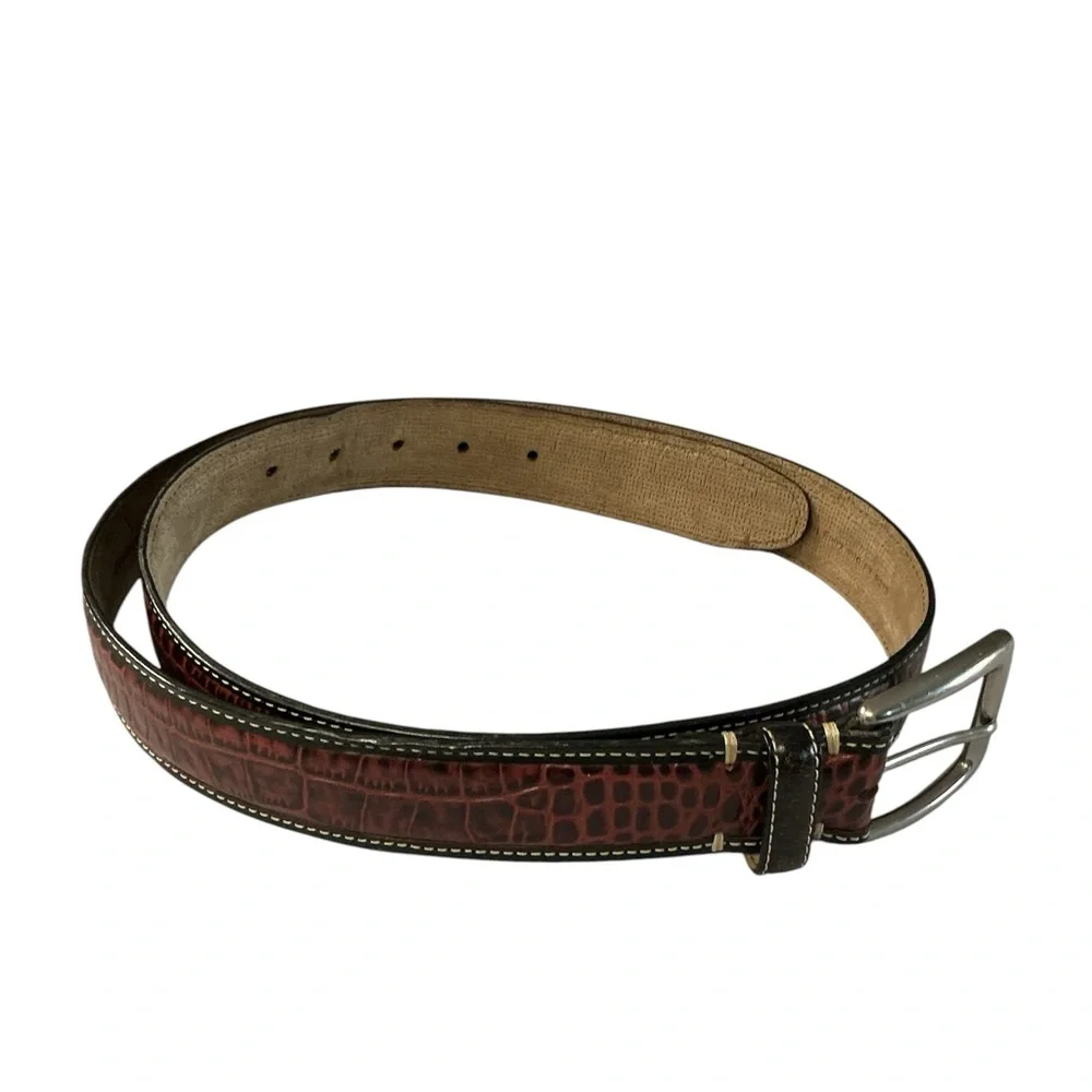 Tommy Bahama‎ Tan Textured Leather Belt with Black Edge size 40